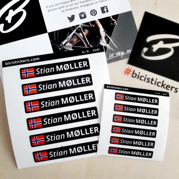 Tilpasset navnetikett med Norge flagg for sykler